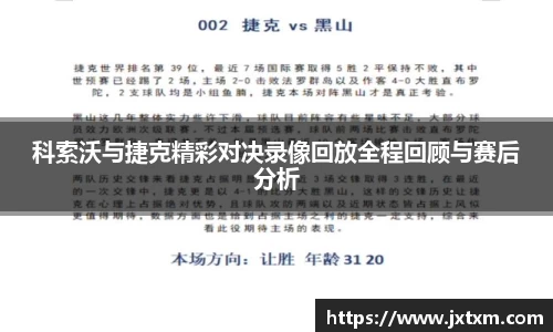 科索沃与捷克精彩对决录像回放全程回顾与赛后分析